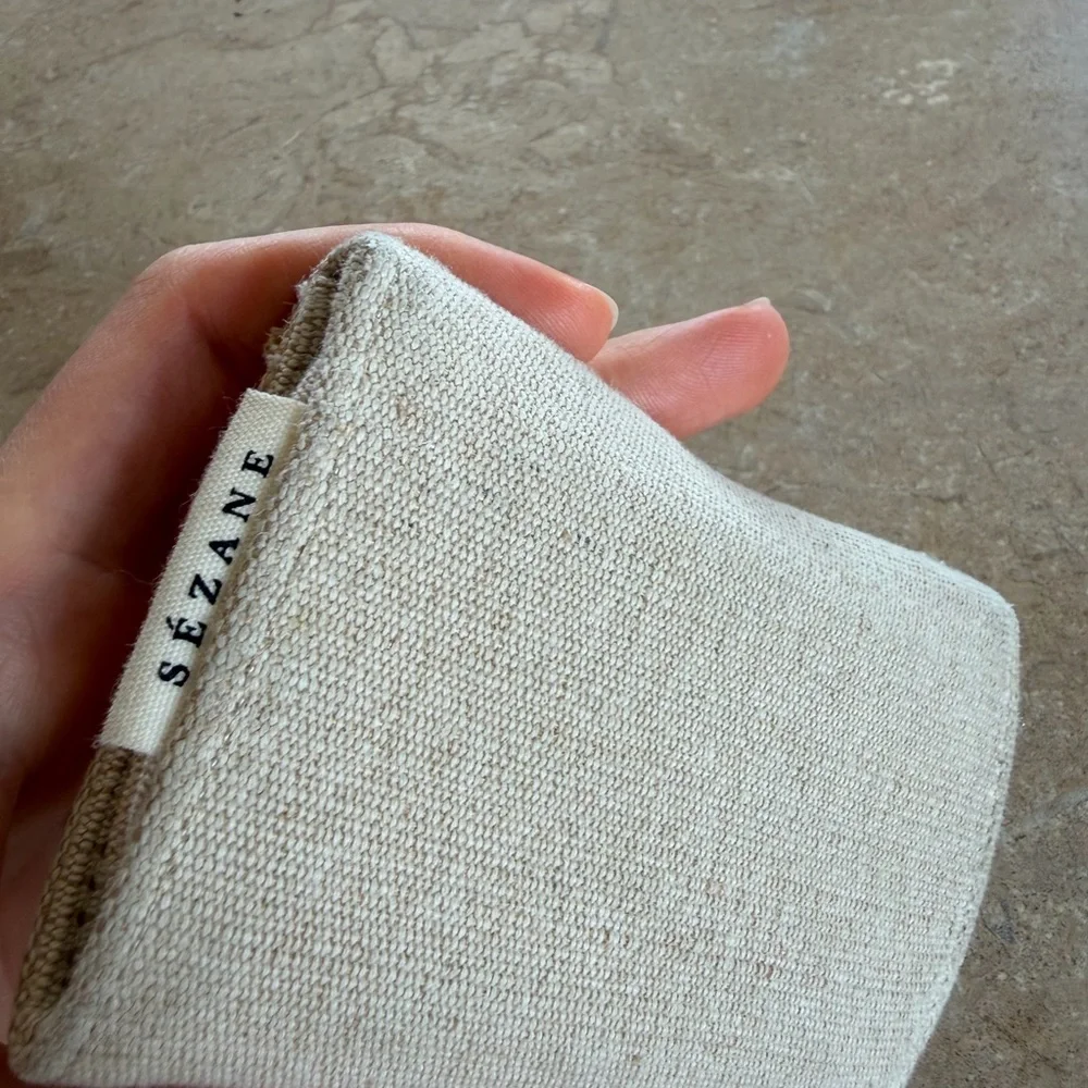 Sezane Linen Envelope Wallet in Natural Beige with Brass Snap